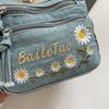 Lightweight Denim Zipper Crossbody Bag Stitching Line Embroidery Decoration Bag Hot Sale Casual Youth Women's Shoulder Bags