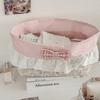 Portable Fabric Storage Basket Floral Pattern Desktop Organizer  Bedroom Storage