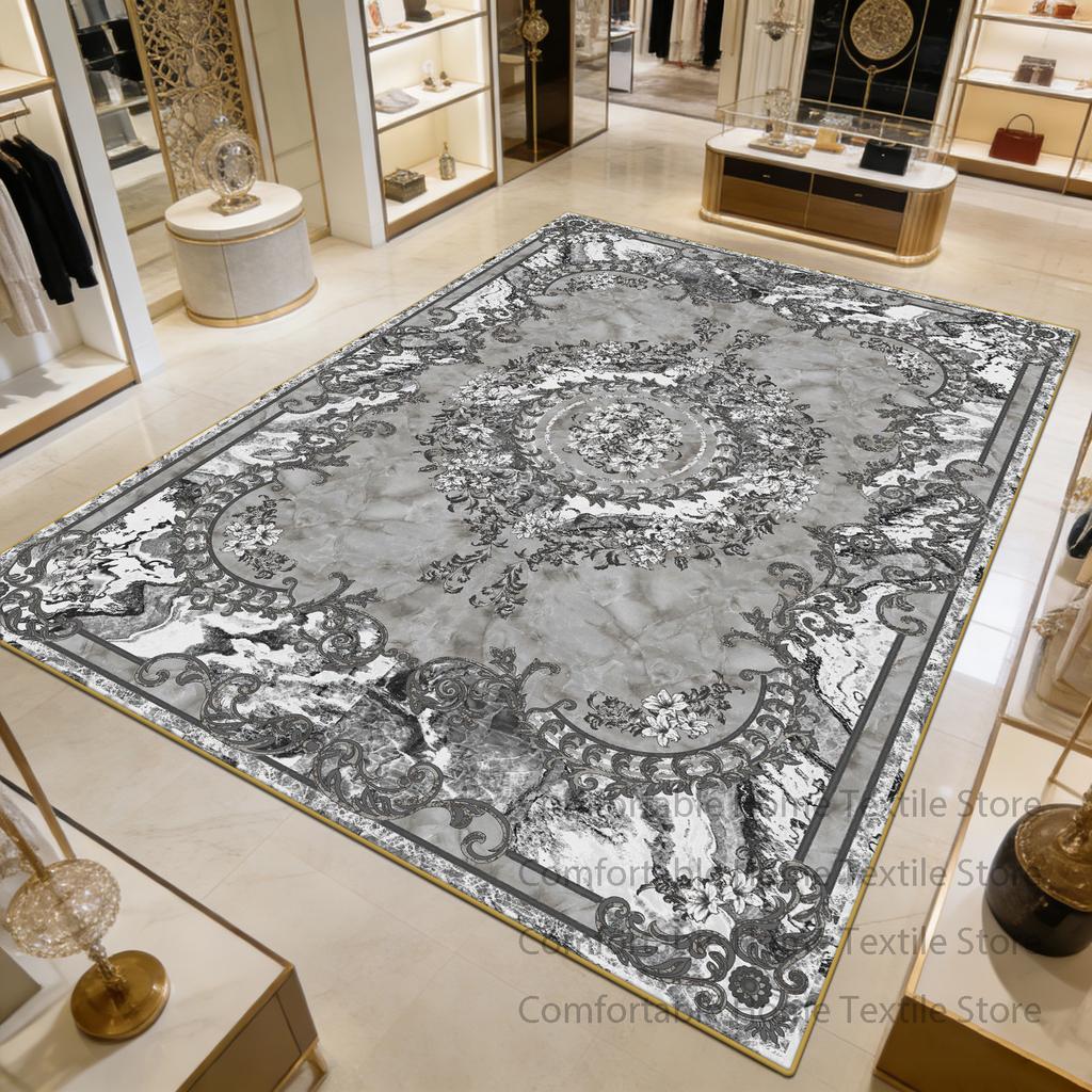 Light Toned European Luxury Living Room Carpet Store Decoration Fluffy Non-slip Rug Stain Resistant Short Velvet Soft Floor Mats