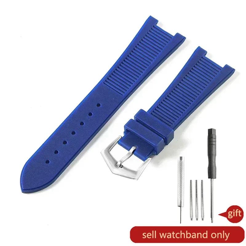 Para Patek Philippe Sport Elegante Serie Nautilus 5711/5712/5980 Correa de Reloj de Silicona Impermeable para Hombre 25x13mm