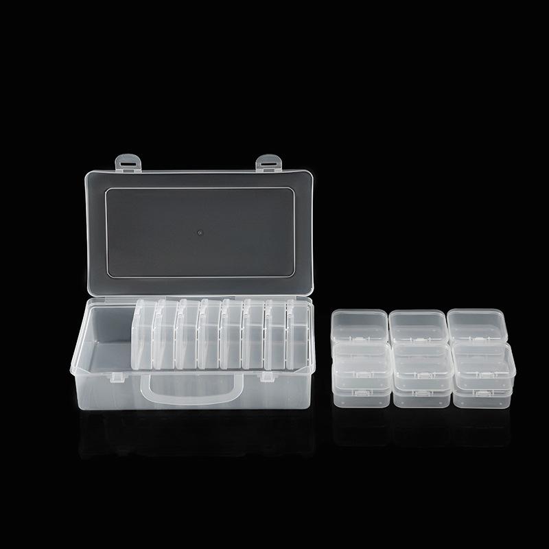 Set Box (20) Transparent Storage Box Handmade Rice Beads Diamond Painting Sealed Storage Box Independent Grid Plastic Box