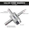 4-Way Valve Core Tool Tire Valve Tools, 4-in-1 Tyre Valve Core Tool Tire Stem Core Wrench, Multifunctional 4 Way Valve Stem Remover Tire Repair Tool