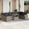 VidaXL Garden Lounge Set 11 Pcs with Light Grey Cushions Wicker 3269412