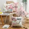 Winter Christmas Cushion Pillow Case Letter Print Pink Snowman Sofa Home Pillow