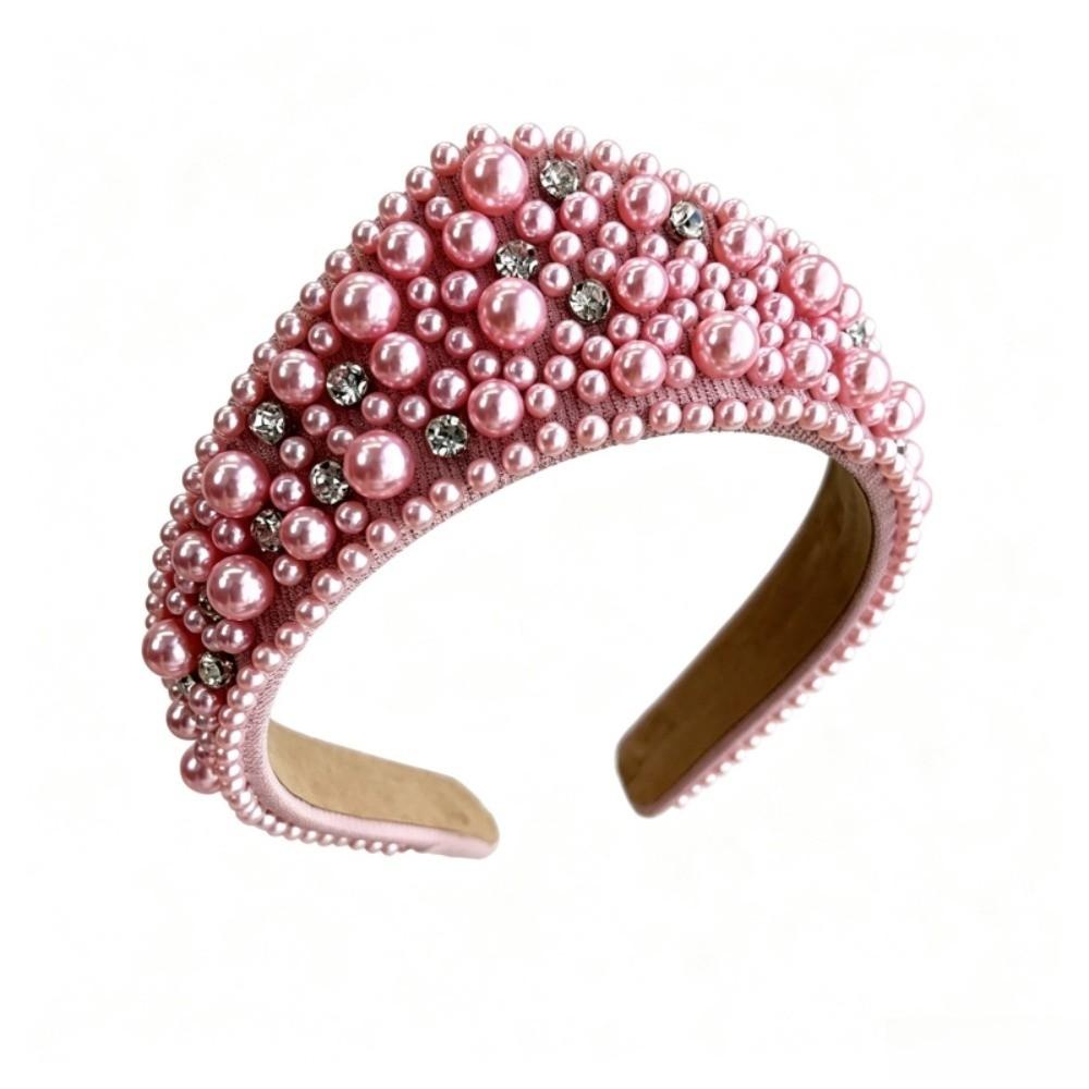 Luxurious Pearl Headbands Vintage Sponge Hair Hoop Crystal Hairbands Rhinestone Tiara  Party