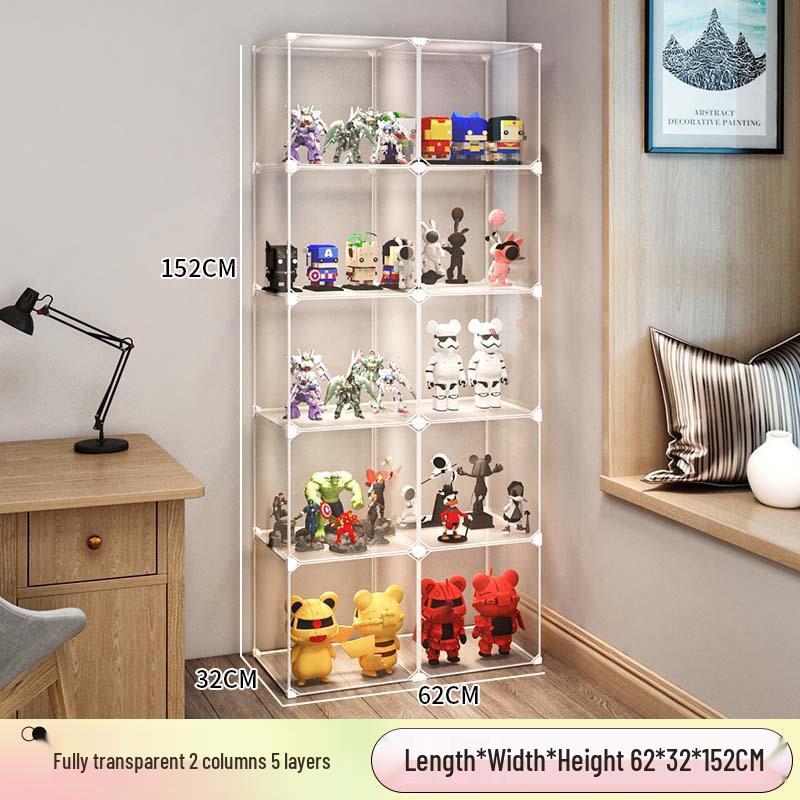 Transparent Lego Brick Display Cabinet: Dustproof Acrylic Storage for Figurines