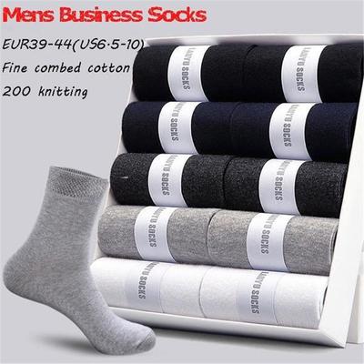 5 paires de chaussettes d'affaires pour hommes, nouveaux Styles, chaussettes en coton tricotées, chaussettes d'équipage respirantes antibactériennes, chaussettes décontractées de couleur unie