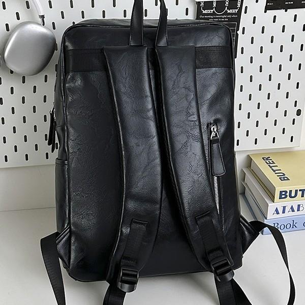 Schoolbag Vintage PU Leather Backpack Men's Large Capacity Computer Backpack Fashion Trend Lightweight Travel Bag Student Backpack Women