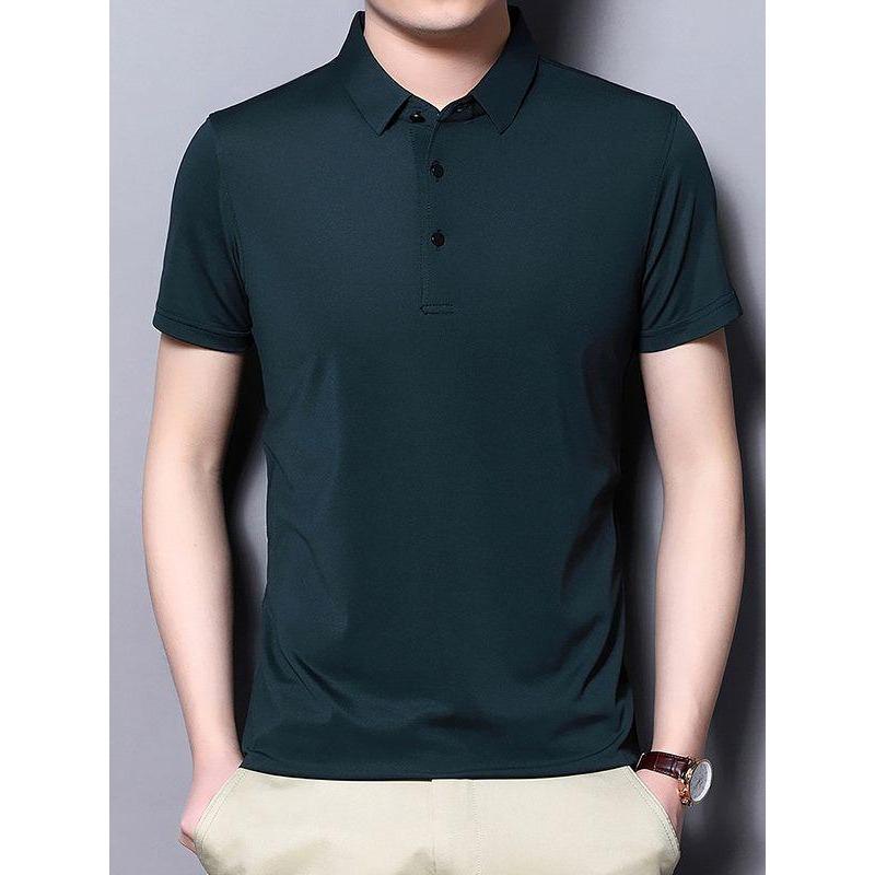 Hochelastisches Nahtloses Herren-Poloshirt aus Eisseide - Schnelltrocknend, Sommer, Kurzärmlig, Bügelfrei, Neuer Stil
