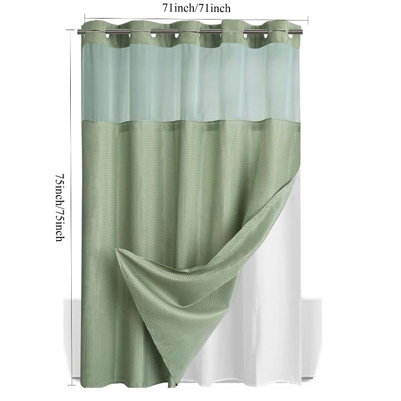 Double Layer Grommet Shower Curtain Bathroom Waterproof Mold‑Resistant Toilet Partition Curtain