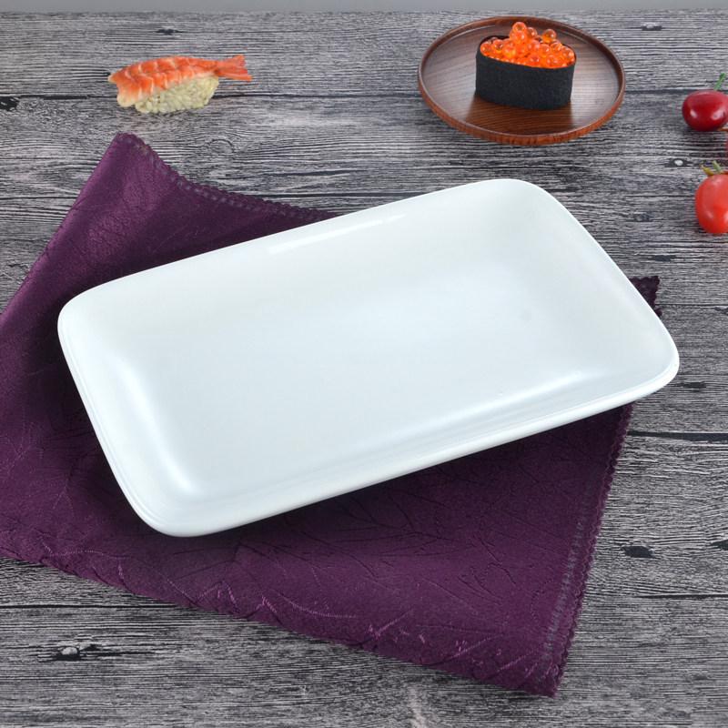 Rectangular Pure White Ceramic Plate for Chee Cheong Fun, Sushi, Barbecue, and Western Cuisine 8-inch rectangular plate
