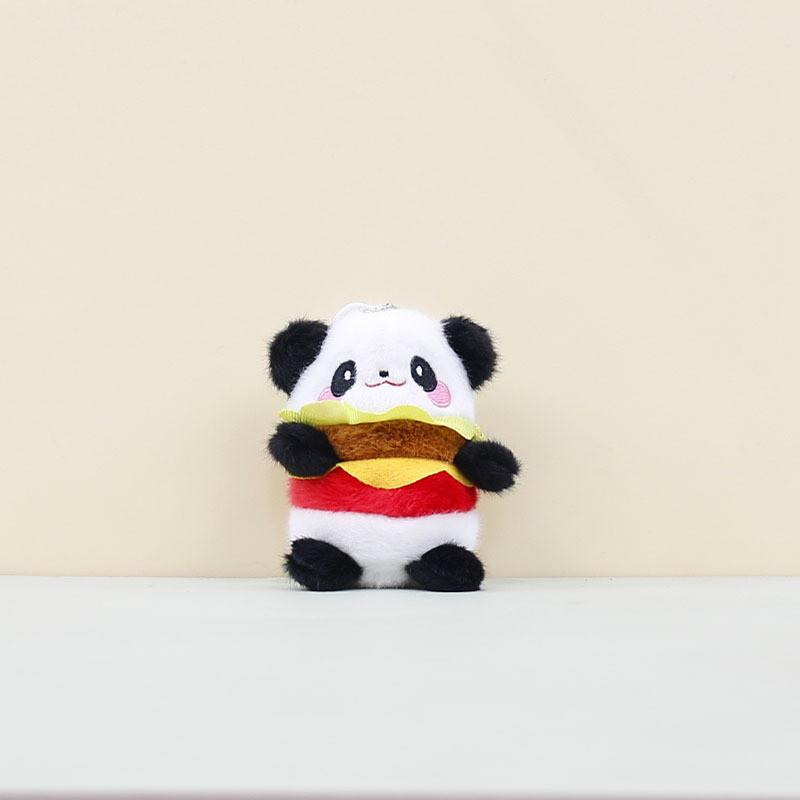 Panda Plush Hamburger Toy Keychain Stuffed Doll Pendant Bag Decoration Kids Gift