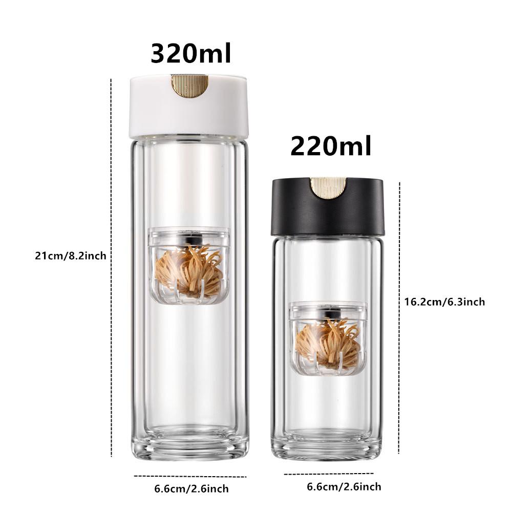 Tea Tumbler With Infuser Double Wall Glass Travel Tea Mug With Magnetic Infuser For Loose Leaf Tea And Fruit Tea Water Bottle