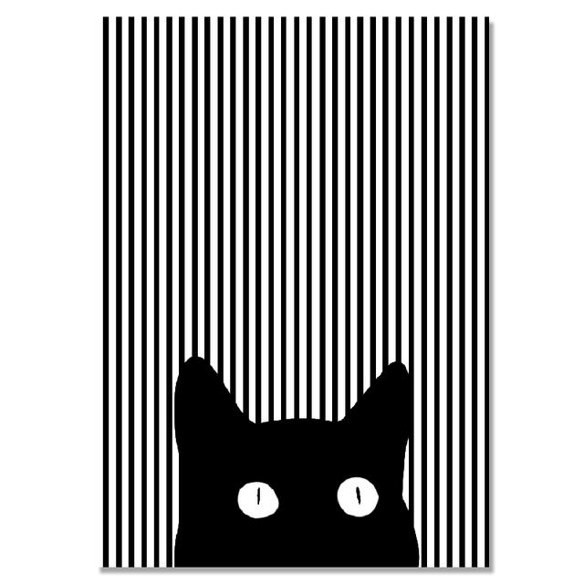Moderne abstrakte schwarz-weiße Streifen Katzen Leinwand Poster drucken Nordic einzigartige Dekor Tier Wand Kunst Bilder für Zimmer Home Living