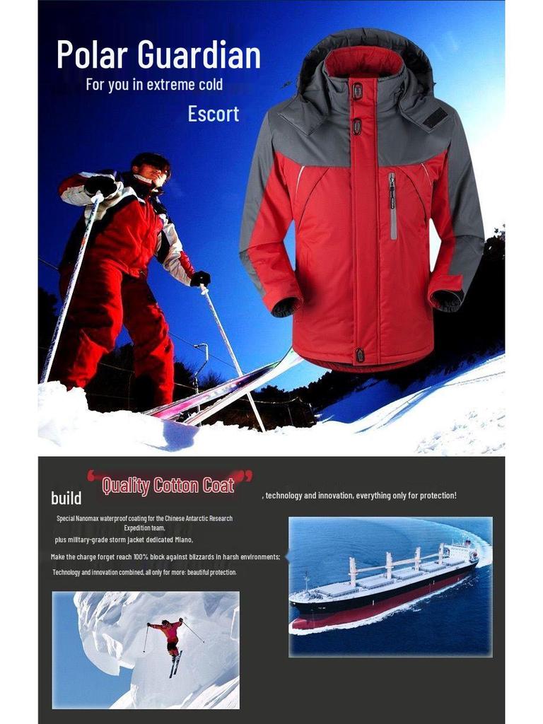 Men's Thickened Plus Velvet Winter Cotton Padded Jacket, Workwear, Plus Size