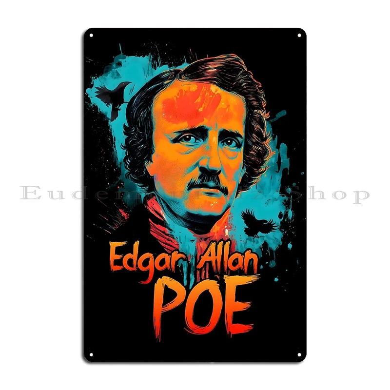 Weird Tales Edgar Allan Poe Portrait Image Metal Plaque Create Vintage Decoration Printing Wall Plaque Tin Sign Poster 20x30cm(7.8x11.8inch)