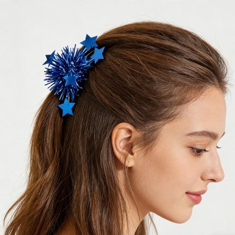Hair Barrette Unique Patriotic Tinsel for Women Men Photo Props Western Hairpin Headwear Hair Ornaments