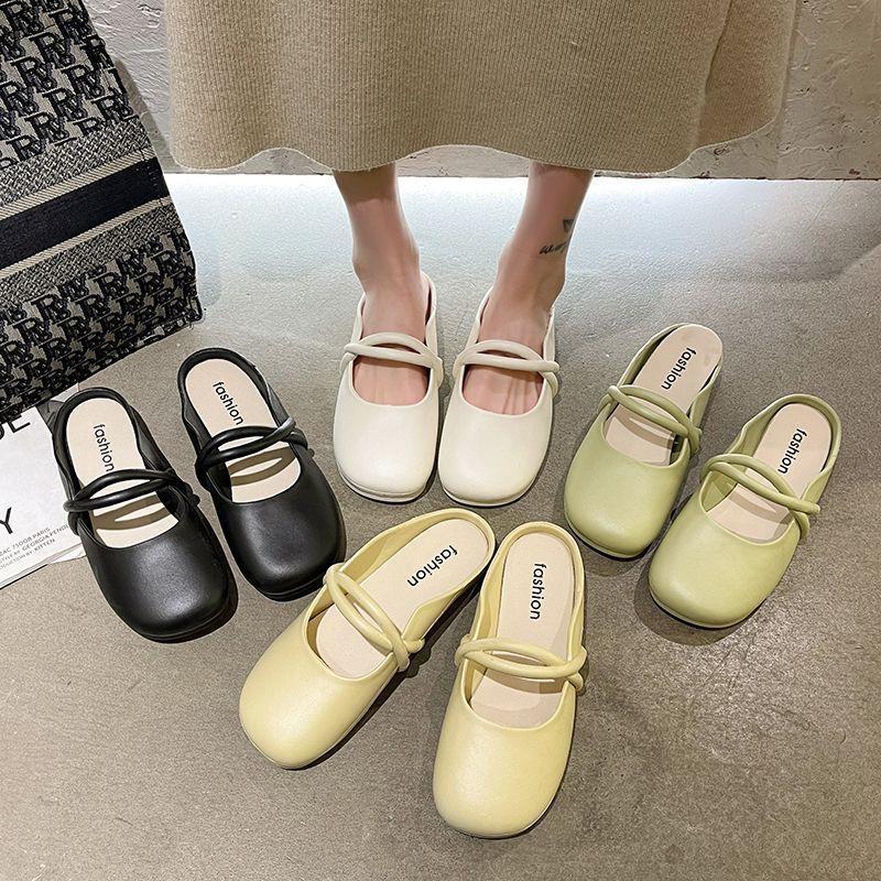 Women's Mules Flats Comfortable Backless Loafers Slip On Walking Shoes Casual Round Closed Toe Slides Dress Mules for Women Summer Ankle Strap Sandals
