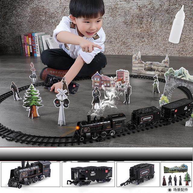 

Электропоезд Игрушечные Рельсы Дистанционное Управление Модель Поезда Железнодорожный Набор Поезда Динамические Паровые RC Поезда Набор Имитационная Модель Игрушечный Набор чёрный