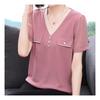 NaVaVa ShorT SleeVe V Neck T shirT wiTh buTTon poinT nT1547