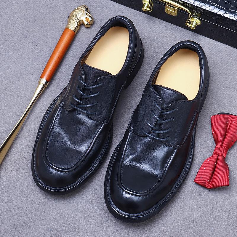 

Туфли мужские из натуральной кожи класса люкс, ручной работы по технологии Goodyear, трендовые деловые туфли, мужские британские кожаные туфли 43 чёрный