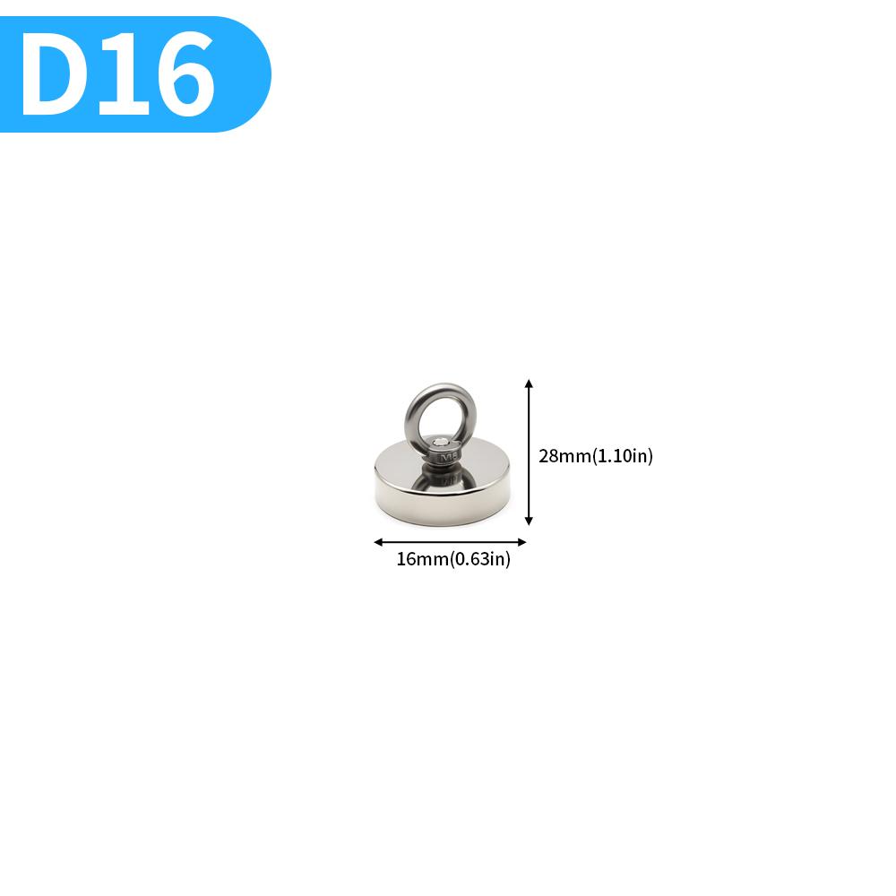 D16-D120MM Neodymium Fishing Magnet N52 Heavy Duty Rare Earth Magnet with Countersunk Hole Eyebolt Salvage Magnetic
