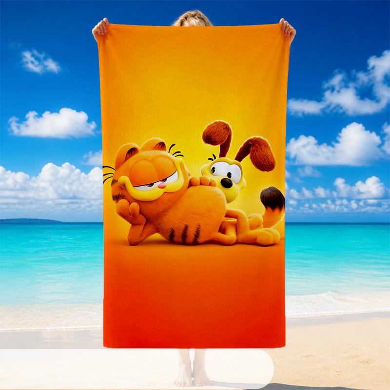 Quick Dry Beach Towel Garfield Pattern, Lightweight Absorbent Towel for Pool Beach Vacation Use