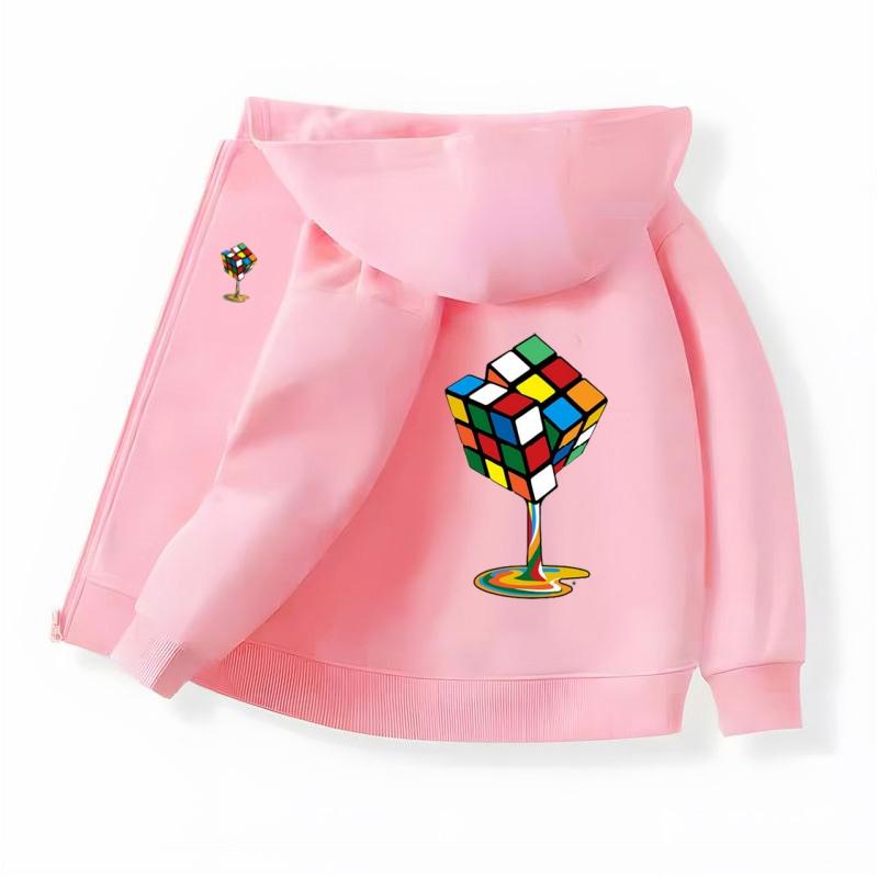 Children's New Brand Outerwear Magic Cube Fun Jacket Boys and Girls Autumn Polyester Hoodies Black Pink Coat