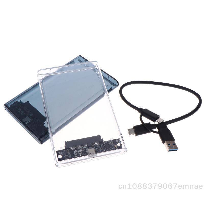 USB Type C 2.5 Inch External Storage Case SATA To 5Gbps Transparent Hard Drive Enclosure for HDD/SSD Compatible with PCs Laptops