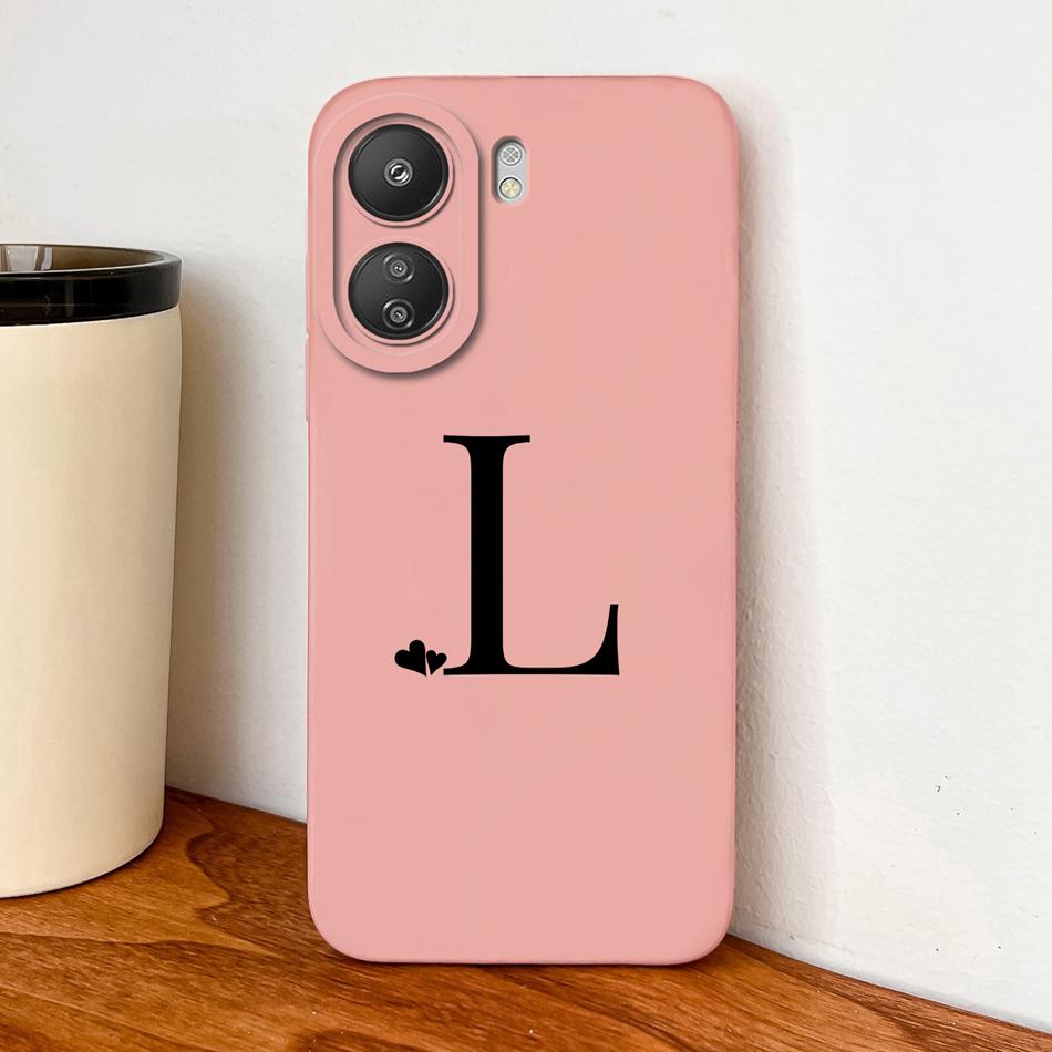 For POCO C65 C75 C55 Case Little Heart Letters Phone Housing For POCO C 75 4G 5G Soft Liquid Silicone Full Protection Back Cover