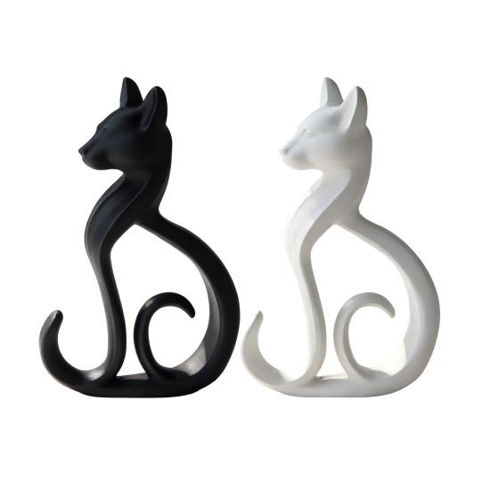 Yousheng 3D Printed Cat Figurine, Minimalist Elegant Sitting Cat Sculpture, Modern Animal Ornament for Home Office Desk Shelf Decor