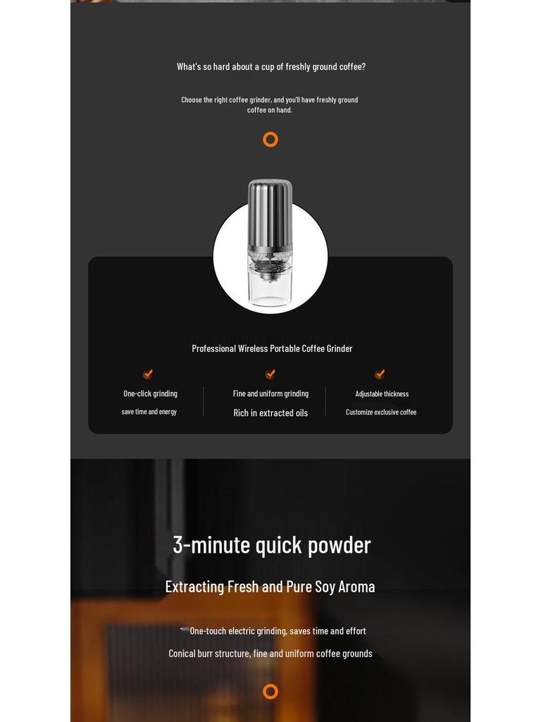 Wireless Portable Electric Coffee Grinder with USB Charging and Adjustable Coarseness
