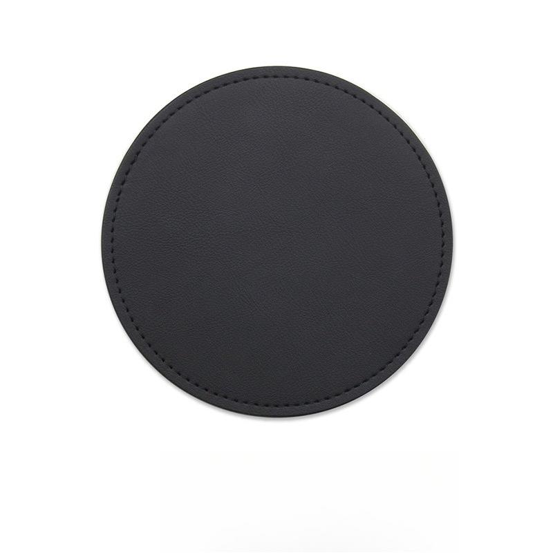 

Leather Round Single-sided Waterproof Coasters, Heat-insulating Tea MATS and Anti-slip Bowl MATS чорний