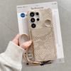 For Samsung Galaxy S24 Ultra Case Card Holder Mirror Snake Texture PU+PC Back Cover with Lanyard