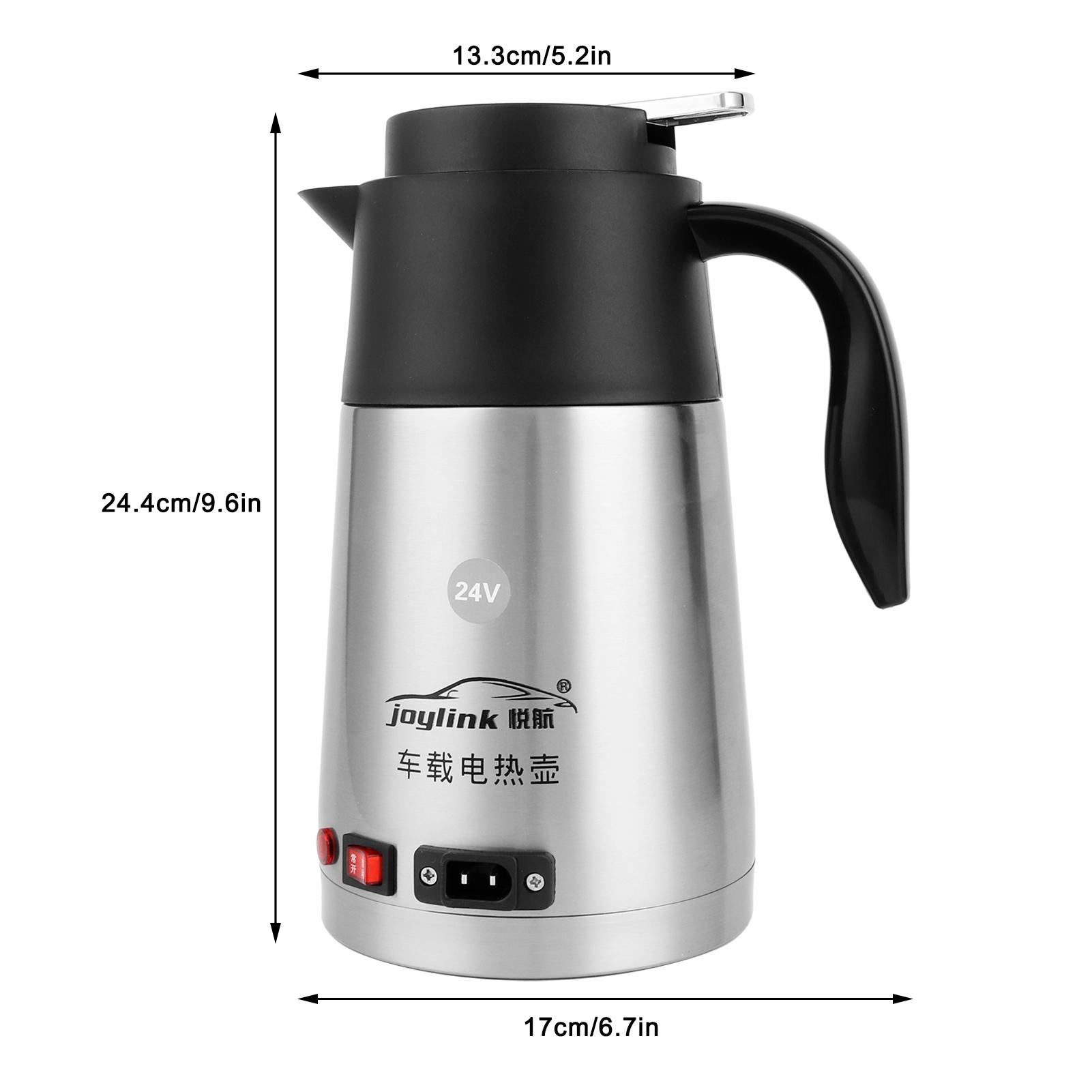 

1200 мл 24 В электрический чайник с подогревом, нержавеющая сталь, бутылка для нагрева воды для чая, кофе, питья, путешествия, автомобиля, грузовика, чайник 24V чёрный