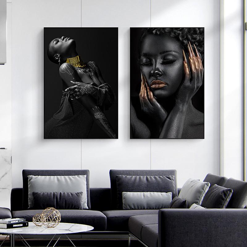 Black African Women Picture Wall Art Canvas Painting Modern Living Room Bedroom Home Decor Painting Posters and Prints Cuadros