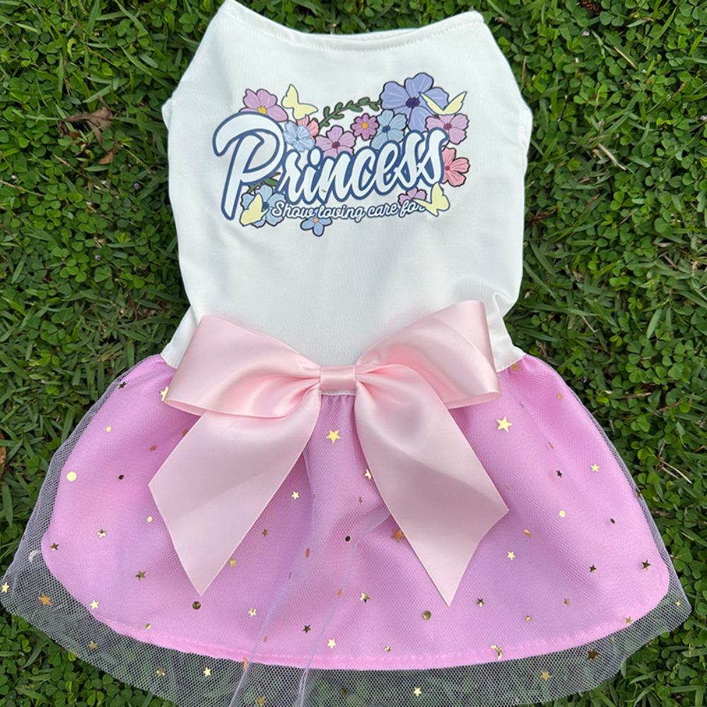 

Sequin Dog Dress Breathable Dog Princess Dress Adorable Cat Apparel Small Dogs XS белый/розовый