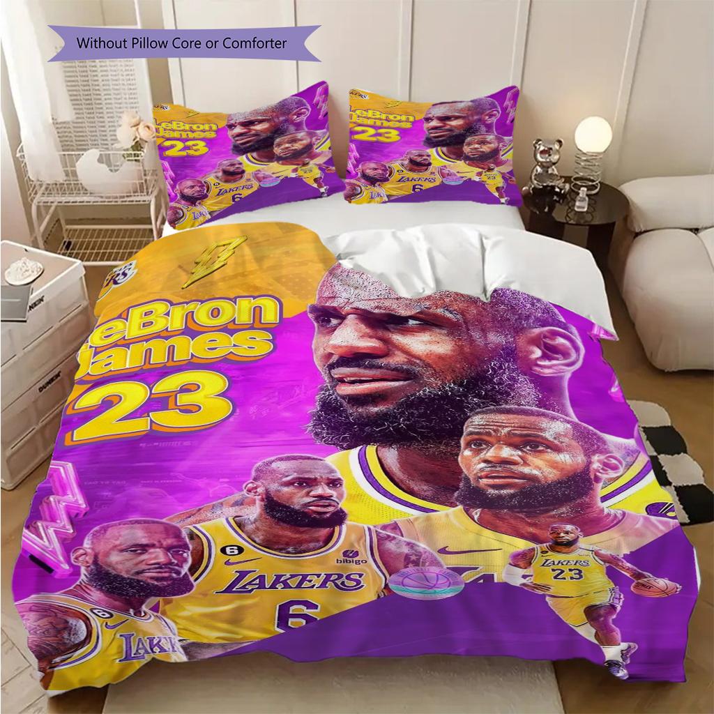 James NBAs AllTime Legend Three-piece Set(1 * Duvet Cover + 2 * Pillowcase, Without Core) Soft and Comfortable Bedding Set Christmas Birthday Gift