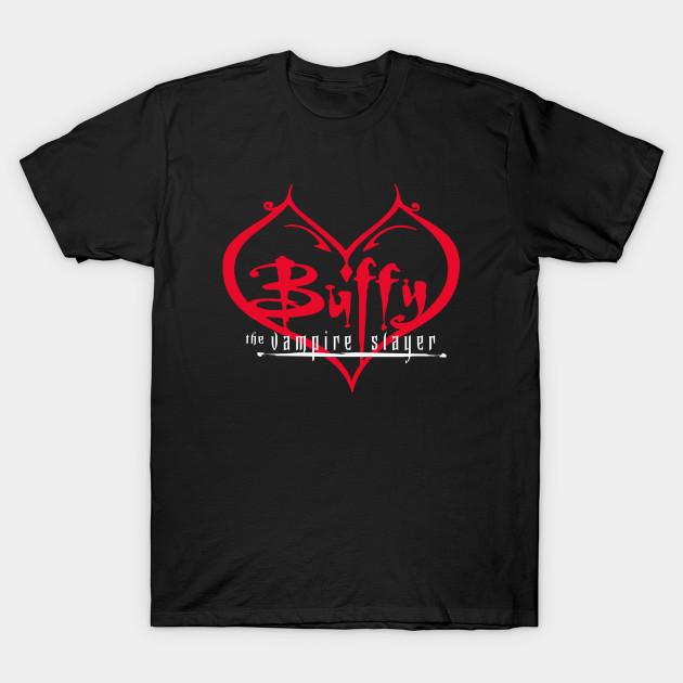 

Men Black Print T-shirt Buffy The Vampire Slayer Gothic Heart No-Cut Transfer Paper Print Cotton Tshirt 4XL чорний