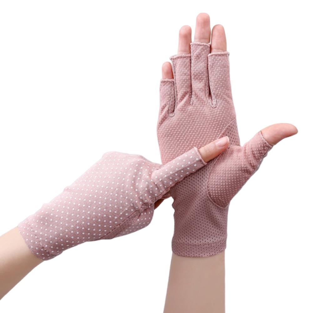 Fashion Summer Sunscreen Gloves UV Protection Thin Anti-UV Mittens Anti-slip Elastic Cycling Driving Gloves Women Girls темно-розовый