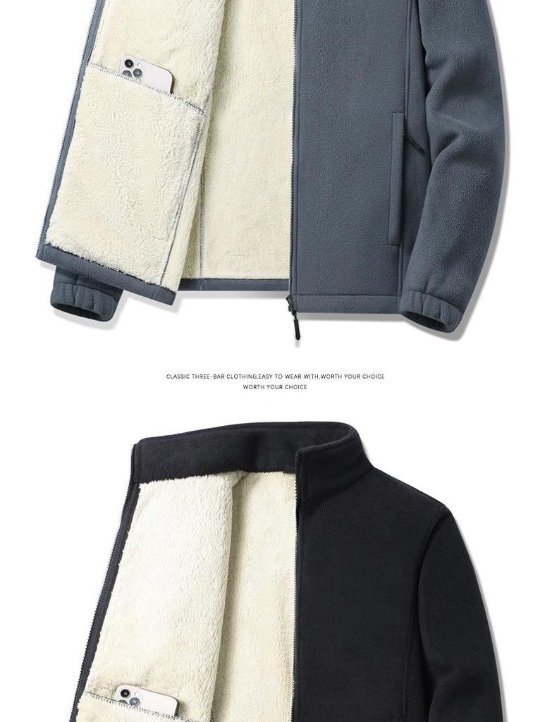 Men's Plus Size Lamb Fleece Jacket - Warm Polar Fleece for Autumn & Winter