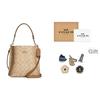 Coach Mollie Bucket Klassische Monogramm-Snap-Verschluss Kunstleder Eimer Tasche Damen Taschen Khaki CA582-IMNLJ