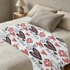 Heart Lip Print Flannel Fleece Blanket Short Plush, Soft & Warm, Ideal for Home, Sofa, Bedroom, Perfect Valentine's Day Gift