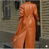 Trench Lammleder Casual Fit Leder Damen Orange Echt Handgefertigt Neu Mantel Weich