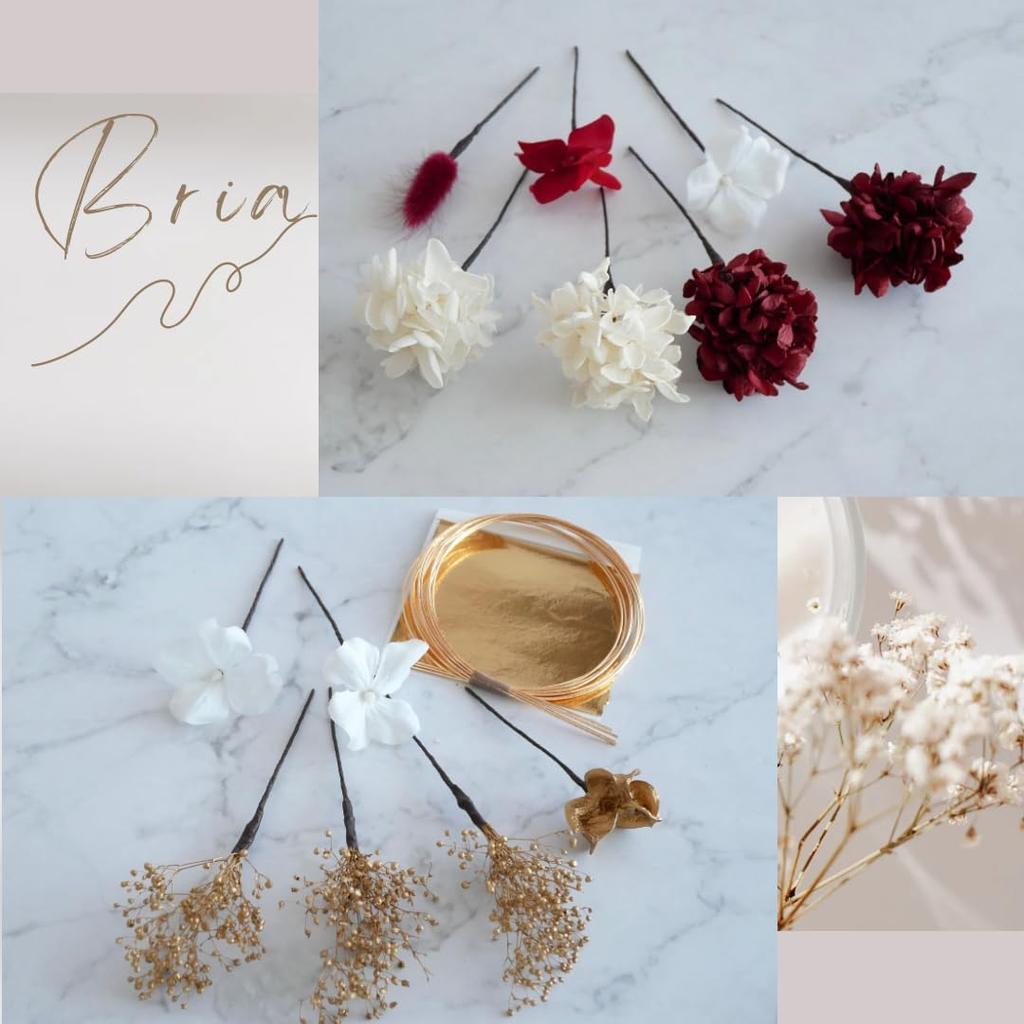 Ornament Specialty Shop Hair Ornament for Dried Flower Small Flower Hair Ornament with Gold Leaf [Hair Bria] Coming-of-Age Ceremonies, Weddings,