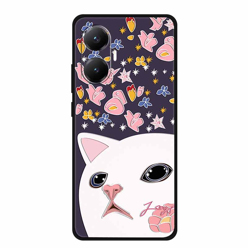 3D Cover For Redmi Turbo 4 Pro 5G Black Bumper Shell Flower Emboss Case Xiaomi POCO F7 Cartoon Flowers Anime Funda Phone Covers