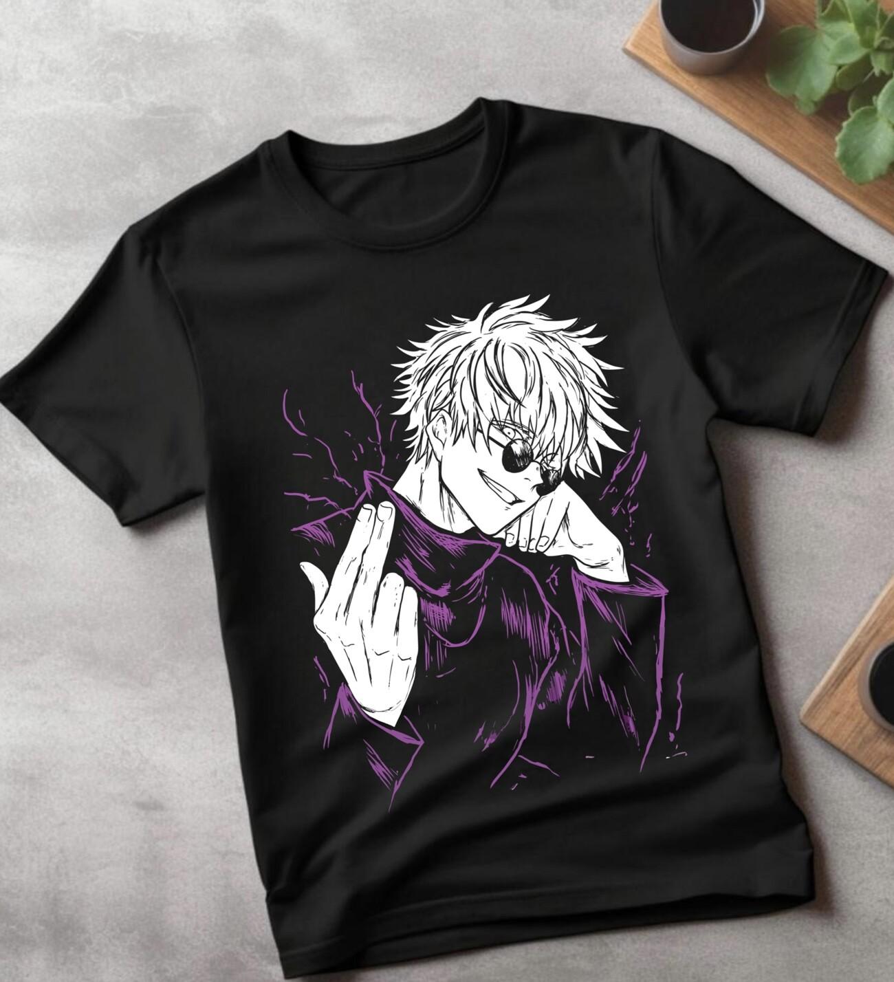 Jujutsu Kaisen Gojo Satoru Black T-Shirt Mens Womens Tees Top Anime T-Shirt Mens Womens Tees Top, 2024 T Shirt Mens Womens Tees Top S