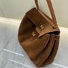 Rodeo Suede Leather Tote Bag Women Large Capacity Commuter Shoulder With Snap Lock Minimalist Matte Finish