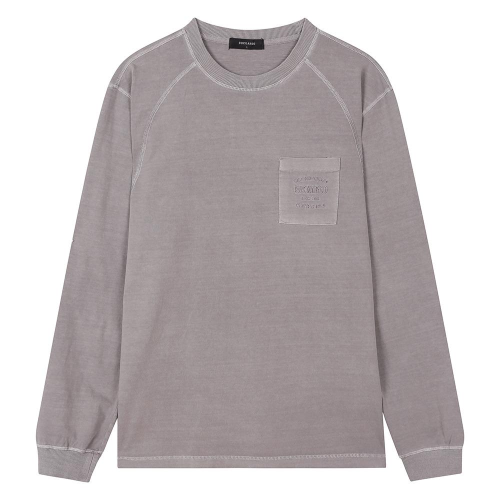 Burkeru Men S 16-Count Garment-Dyed Long Sleeve T-Shirt Gray Gray_Xl