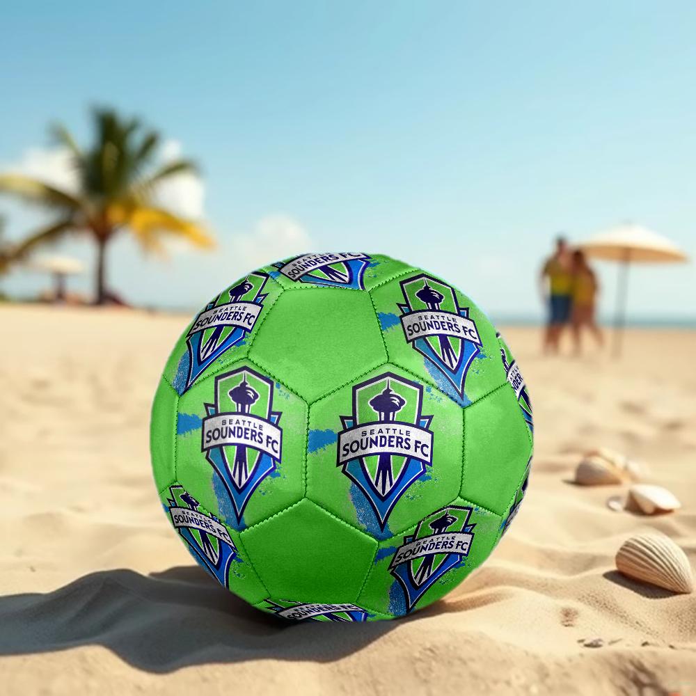 FC Seattle Sounders Soccer Ball, Colorful, Suitable for All Ages, Machine-stitched, PVC Material, Competition Grade, Durable and High Bounce
